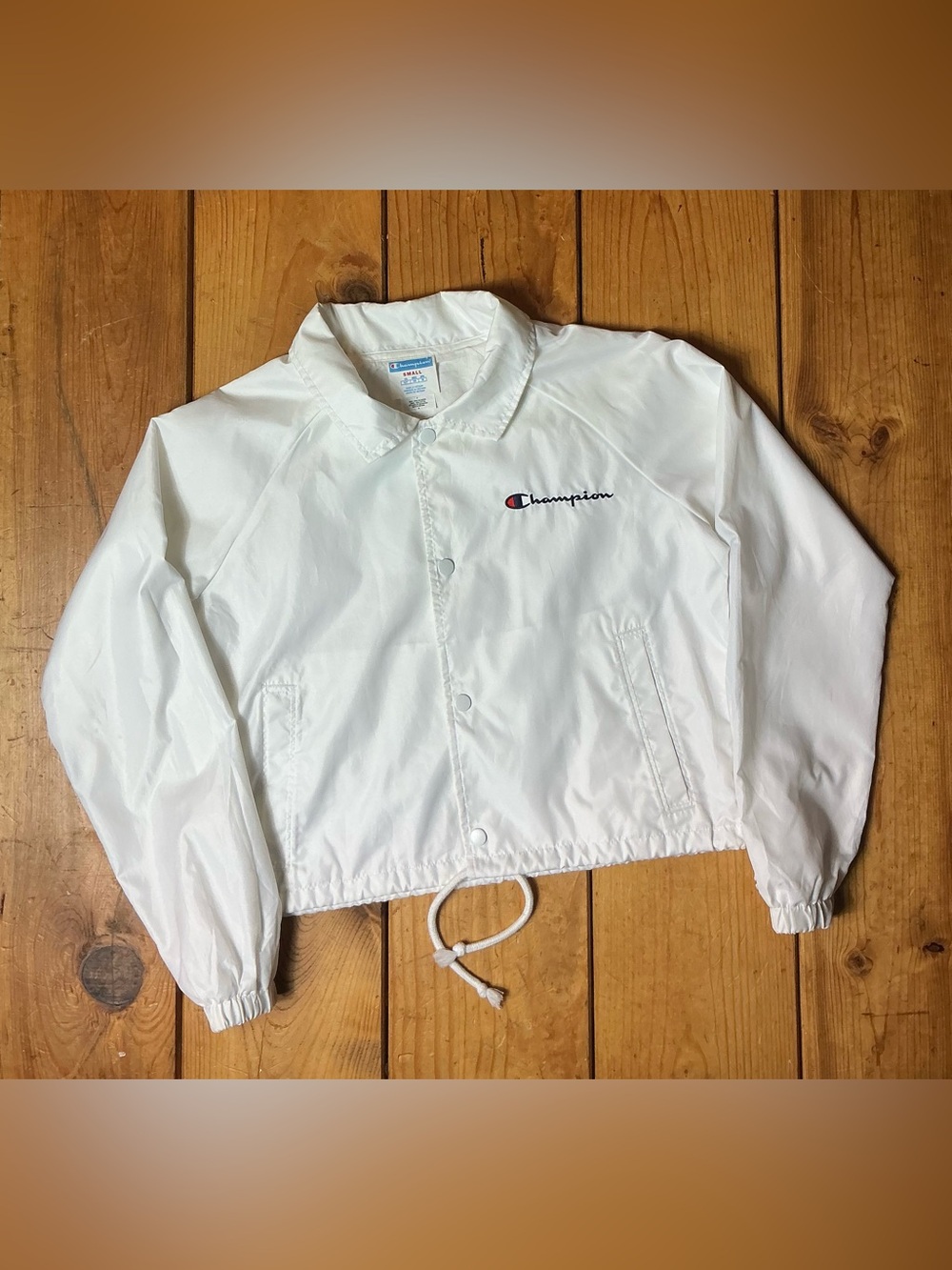 Champion Crop White Coaches Jacket